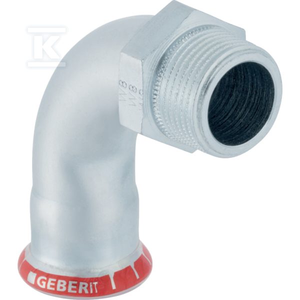 Kolano przejściowe Geberit Mapress C-Stahl 90° z gwintem zewnętrznym: d=42mm, R=1 1/2” 23510