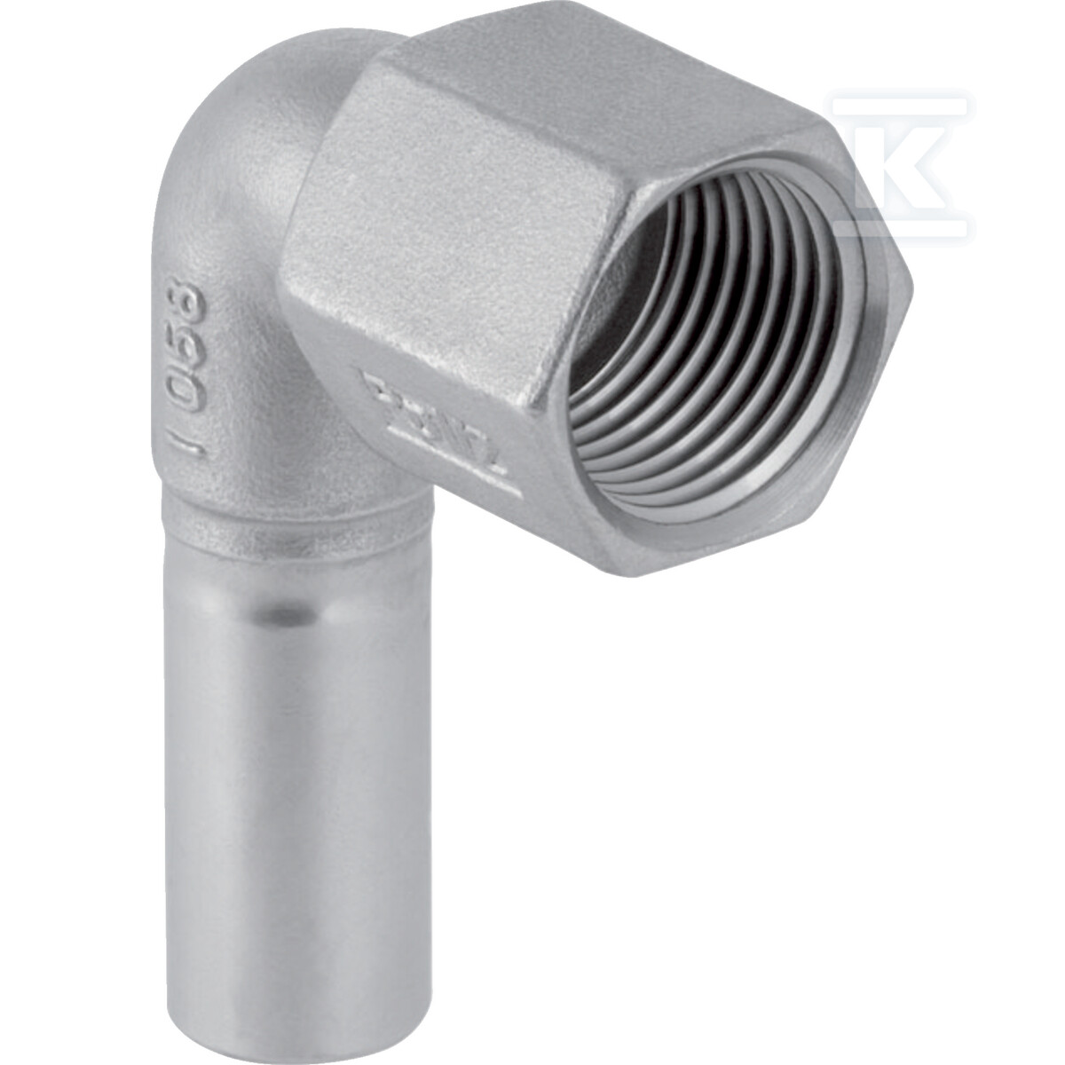 Kolano przejściowe Geberit Mapress Edelstahl 90° z gwintem wewnętrznym i końcówką wsuwaną: d=15mm, Rp=1/2
