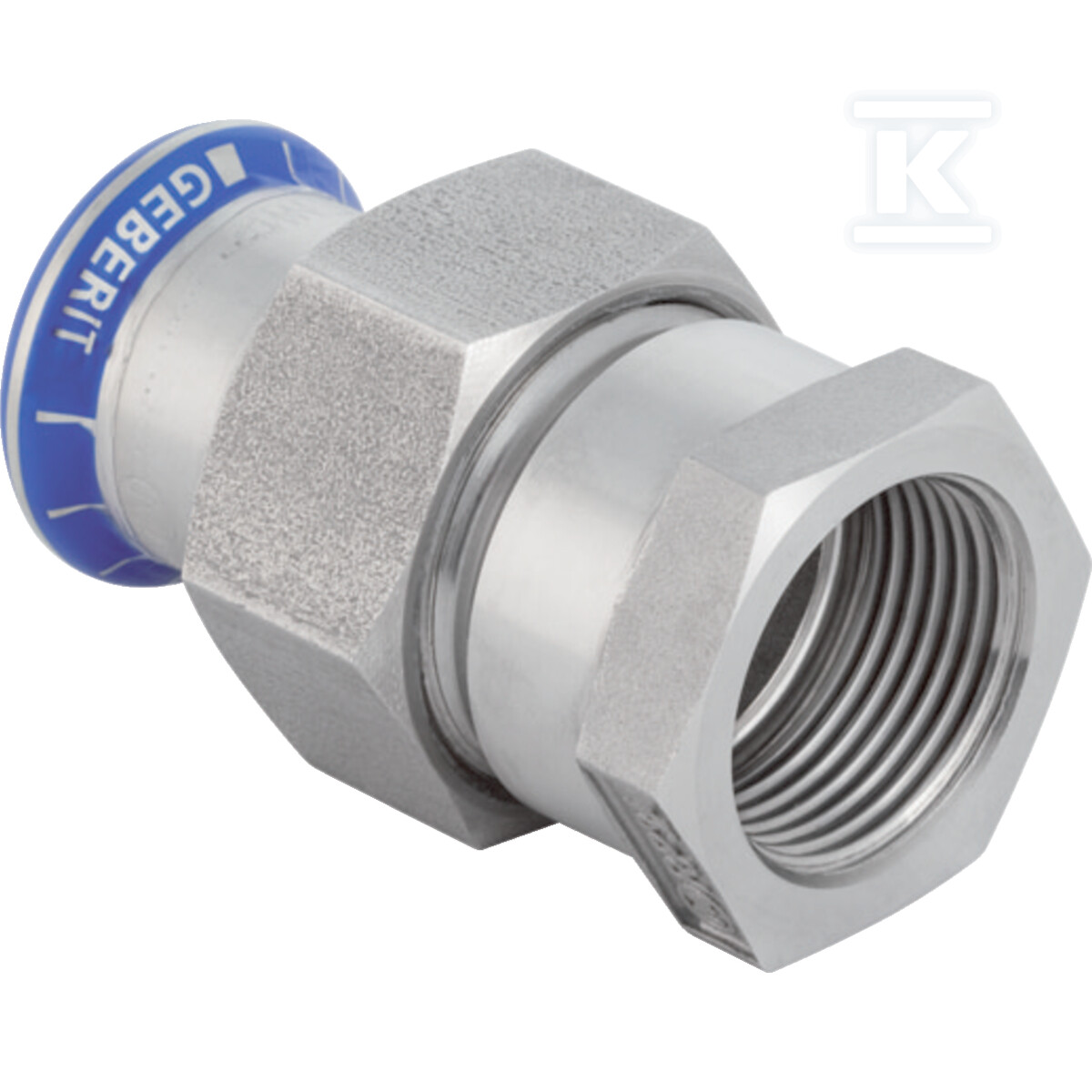 Śrubunek przejściowy Geberit Mapress Edelstahl z gwintem wewnętrznym, nakrętka ze stali CrNi: d=54mm, Rp=2