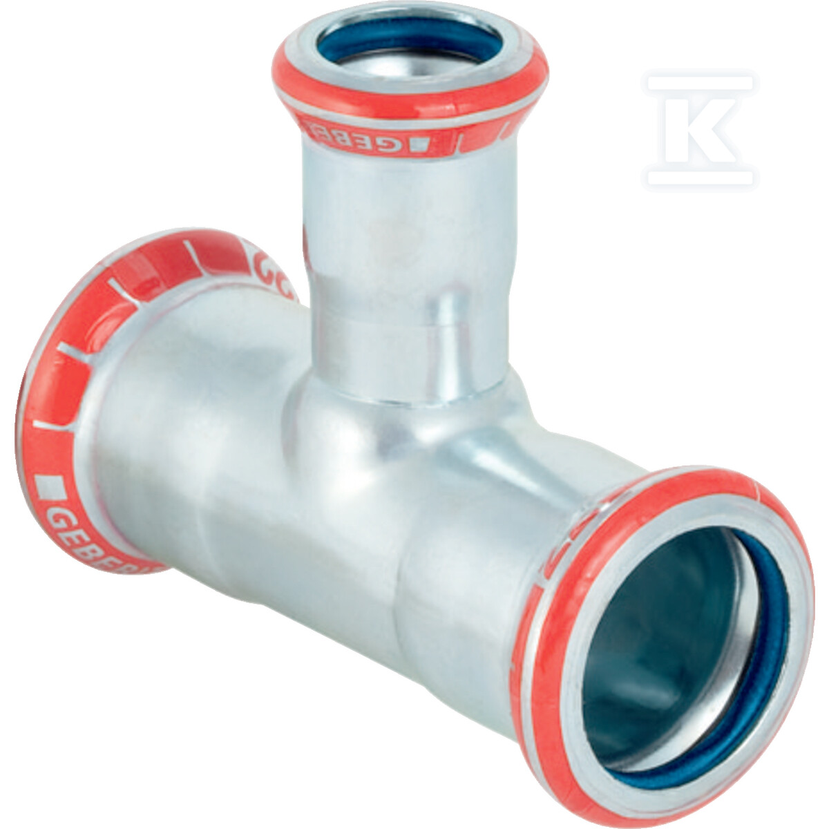 Trójnik redukcyjny Geberit Mapress C-Stahl (FKM niebieski): d=76.1mm, d1=28mm, d2=76.1mm 51390 - obrazek 1