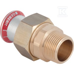 Śrubunek przejściowy z gwintem zewnętrznym Geberit Mapress C-Stahl (FKM niebieski): d=22mm, R=3/4” 51567