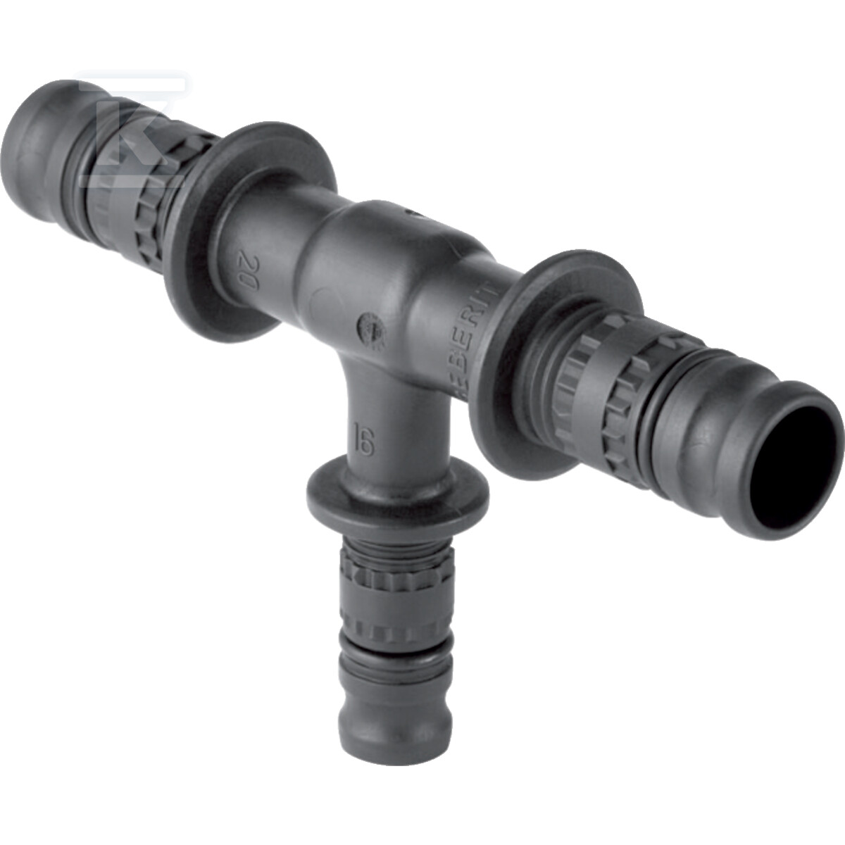 Trójnik redukcyjny Geberit Mepla: PVDF, d=20mm, d1=26mm, d2=20mm 623.318.00.5 - obrazek 1