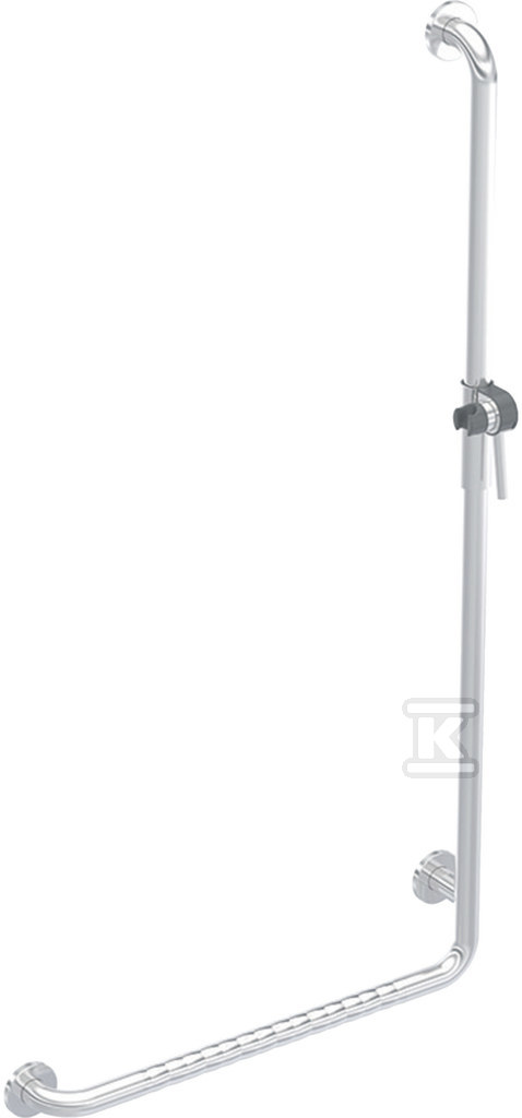 Lehnen Funktion drążek prysznicowy wygięty, prawy, B67cm, H127cm, stal nierdzewna falista L1023512