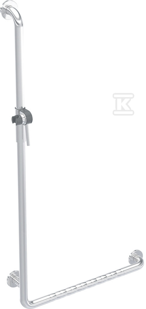 Lehnen Funktion drążek prysznicowy wygięty, lewy, B68.5cm, H127cm, stal nierdzewna falista L1023522