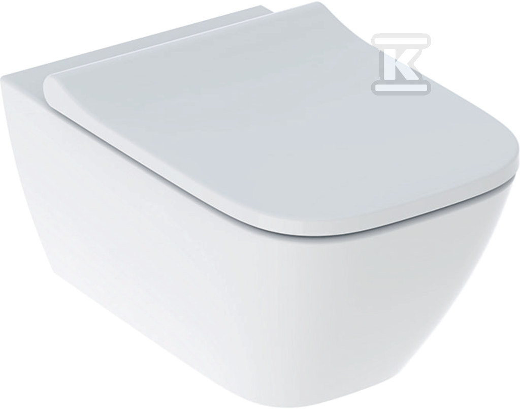 Zestaw wiszącej miski WC Smyle Square lejowa, B35.5 cm, H37.5 cm, T54 cm, ukryte mocowania, Rimfree, z deską sedesową, mocowanie od góry, z wypinanymi zawiasami, zachodząca pokrywa, Duroplast 500.683.00.2 - obrazek 1