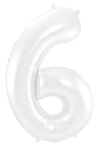 Folat Balon foliowy Cyfra 6 Biały Metaliczne Mat 86 cm