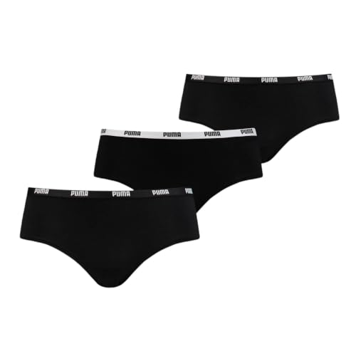 Puma Damskie Majtki Hipsterskie, Zestaw 3 Sztuk, Czarny, XS