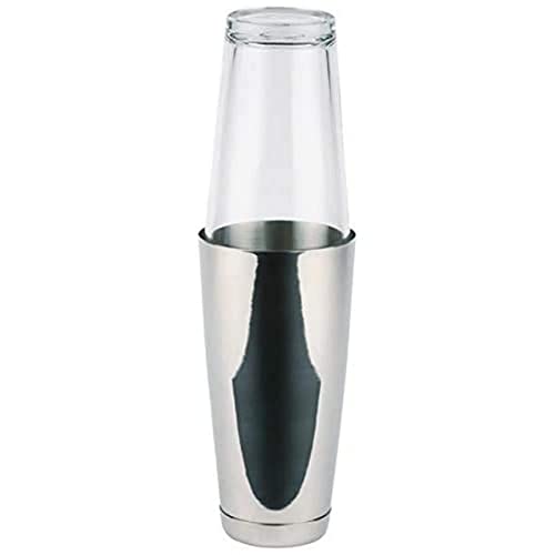 APS Boston Shaker, kubek 700 ml + szklanka 400 ml, bezpieczny w kontakcie z żywnością, można myć zmywarce, szlachetny shaker koktajlowy, polerowana stal nierdzewna