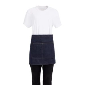 Whites Chefs Clothing BB465 Polycotton Southside Bistro, fartuch 430 mm x 700 mm, dżinsowy niebieski/jasnobrązowy Whites Chefs Clothing BB465 Polycotton Southside Bistro, fartuch 430 mm x 700 mm, dżinsowy niebieski/jasnobrązowy
