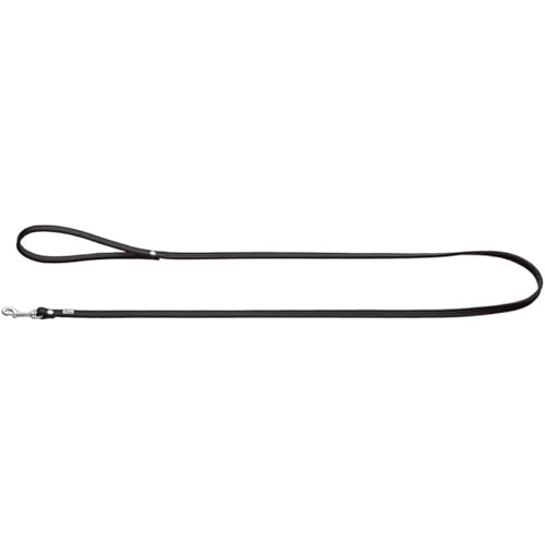 Hunter PETIT smycz dla małych psów, skóra, skóra nappa, miękka, pasek na rękę, szerokość 0,8 cm, długość 140 czarna - obrazek 1