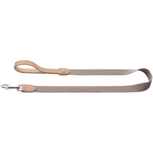 HUNTER Smycz dla psa TRINO, kolor: szary/naturalny, wytrzymała skóra bydlęca, stylowy pasek bawełniany, z paskiem na rękę, wzór Scandi Boho, Made in Germany, rozmiar: 30/120 - obrazek 1