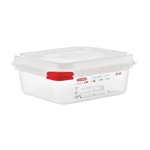 Araven 03350 PP pojemnik na żywność GN z pokrywką, 1,1 l, 65 mm (4 sztuki)
