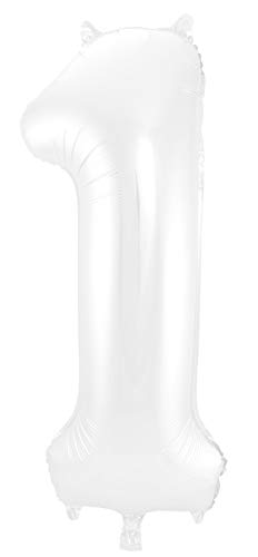 Folat Balon foliowy Cyfra 1 Biały Metaliczne Mat 86 cm
