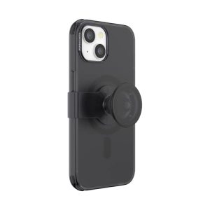 PopSockets etui na iPhone’a 14 z uchwytem telefon i suwakiem kompatybilne MagSafe, iPhone 14, bezprzewodowym ładowaniem czarne półprzezroczyste