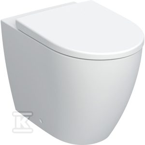 Miska stojąca WC iCon lejowa przylegająca do ściany ukryte mocowania Rimfree Biały-alpin / Matowy zestaw z deską 502.383.JT.1