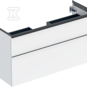 Szafka pod umywalkę iCon z dwoma szufladami 118 4 cm x 61 5 cm x 47 6 cm biały / lakierowany na wysoki połysk chromowany z połyskiem 502.306.01.2