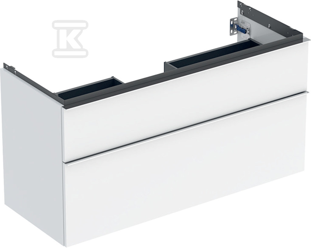 Szafka pod umywalkę iCon z dwoma szufladami 118 4 cm x 61 5 cm x 47 6 cm biały / lakierowany na wysoki połysk chromowany z połyskiem 502.306.01.2 - obrazek 1