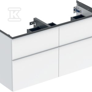 Szafka iCon pod umywalkę podwójną z czterema szufladami 118 4 cm x 61 5 cm x 47 6 cm biały / lakierowany na wysoki połysk biały / matowy 502.309.01.1