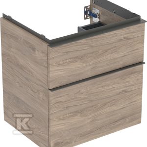 Szafka pod umywalkę iCon z dwoma szufladami 59 2 cm x 61 5 cm x 47 6 cm orzech hickory / melaminowa struktura drewna lava / matowy 502.303.JR.1
