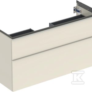 Szafka pod umywalkę iCon z dwoma szufladami 118 4 cm x 61 5 cm x 47 6 cm szary piaskowy / lakierowany wysoki połysk szary piaskowy / matowy 502.306.JL.1