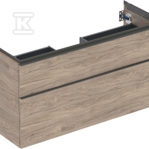 Szafka pod umywalkę iCon z dwoma szufladami 118 4 cm x 61 5 cm x 47 6 cm orzech hickory / melaminowa struktura drewna lava / matowy 502.306.JR.1