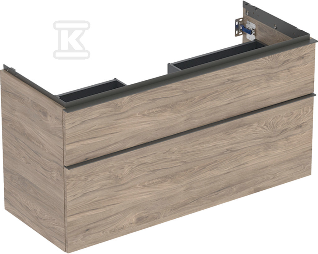 Szafka pod umywalkę iCon z dwoma szufladami 118 4 cm x 61 5 cm x 47 6 cm orzech hickory / melaminowa struktura drewna lava / matowy 502.306.JR.1 - obrazek 1