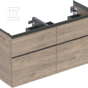 Szafka iCon pod umywalkę podwójną z czterema szufladami 118 4 cm x 61 5 cm x 47 6 cm orzech hickory / melaminowa struktura drewna lava / matowy 502.309.JR.1