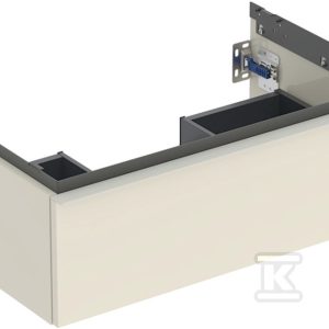 Szafka pod umywalkę iCon z jedną szufladą 74 cm x 24 7 cm x 47 6 cm szary piaskowy / lakierowany wysoki połysk szary piaskowy / matowy 502.311.JL.1