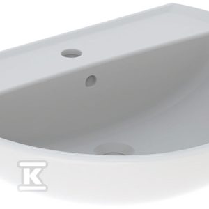 Umywalka Rekord – B65 cm, H19 cm, T49 cm, z otworem na baterię, z przelewem K91165000 Umywalka Rekord – B65 cm, H19 cm, T49 cm, z otworem na baterię, z przelewem K91165000