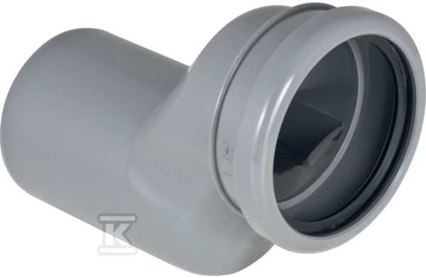 Kolano odpływowe d90 z odsadzką 5cm, przyłączeniowe, do wiszącej miski WC, sanitarne, do kanalizacji wewnętrznej niskoszumowej, kolor szary 388.352.29.1