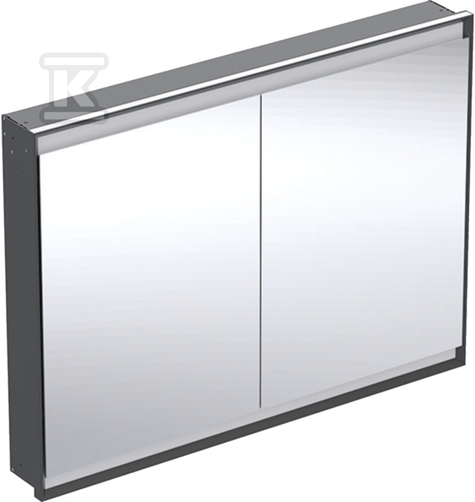 ONE Szafka z lustrem, Comfort Light, B120cm, H90cm, T15cm, montaż podtynkowy, z dwojgiem drzwi, czarny 505.805.00.7 - obrazek 1