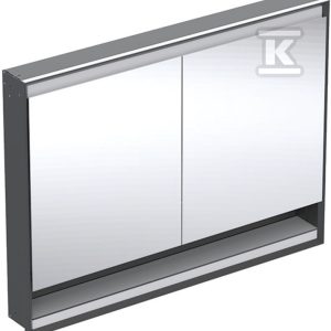 ONE Szafka z lustrem, Comfort Light, B120cm, H90cm, T15cm, z wnęką, montaż podtynkowy, z dwojgiem drzwi, czarny 505.825.00.7 ONE Szafka z lustrem, Comfort Light, B120cm, H90cm, T15cm, z wnęką, montaż podtynkowy, z dwojgiem drzwi, czarny 505.825.00.7