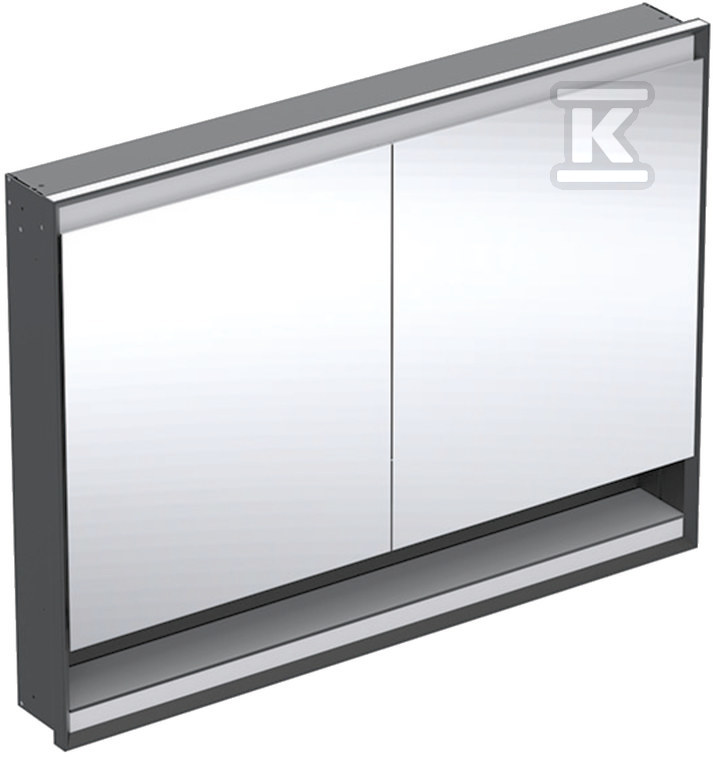 ONE Szafka z lustrem, Comfort Light, B120cm, H90cm, T15cm, z wnęką, montaż podtynkowy, z dwojgiem drzwi, czarny 505.825.00.7 - obrazek 1