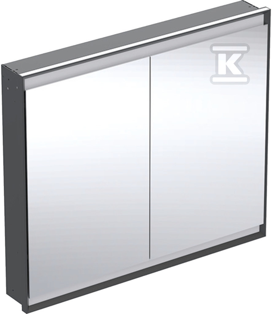 ONE Szafka z lustrem, Comfort Light, B105cm, H90cm, T15cm, montaż podtynkowy, z dwojgiem drzwi, czarny 505.804.00.7 - obrazek 1