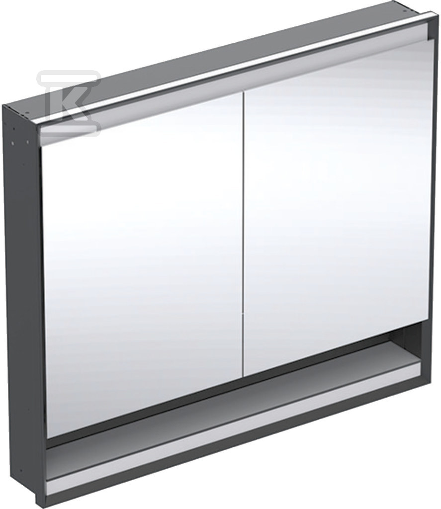 ONE Szafka z lustrem, Comfort Light, B105cm, H90cm, T15cm, z wnęką, montaż podtynkowy, z dwojgiem drzwi, czarny 505.824.00.7 - obrazek 1
