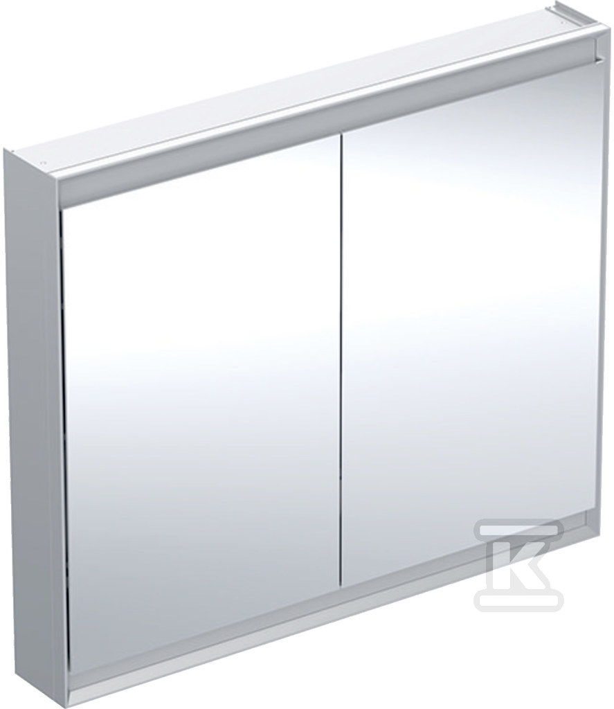 ONE Szafka z lustrem, Comfort Light, B105cm, H90cm, T15cm, montaż natynkowy, z dwojgiem drzwi, szary 505.814.00.1 - obrazek 1