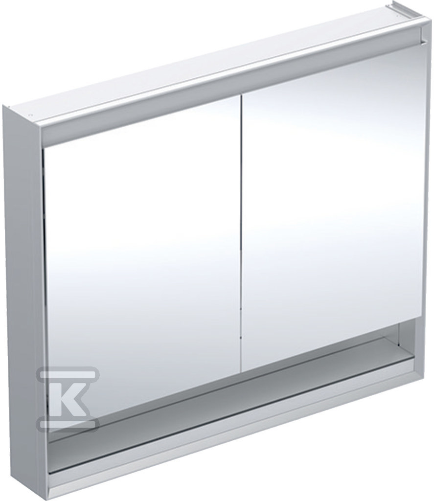 ONE Szafka z lustrem, Comfort Light, B105cm, H90cm, T15cm, z wnęką, montaż natynkowy, z dwojgiem drzwi, szary 505.834.00.1 - obrazek 1