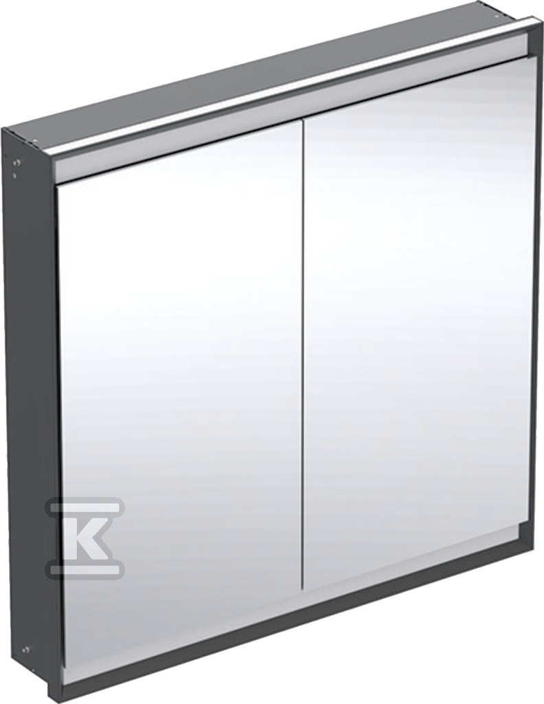 ONE Szafka z lustrem, Comfort Light, B90cm, H90cm, T15cm, montaż podtynkowy, z dwojgiem drzwi, czarny 505.803.00.7 - obrazek 1