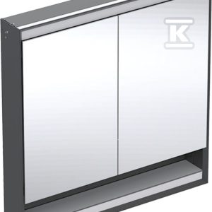 ONE Szafka z lustrem, Comfort Light, B90cm, H90cm, T15cm, z wnęką, montaż podtynkowy, z dwojgiem drzwi, czarny 505.823.00.7 ONE Szafka z lustrem, Comfort Light, B90cm, H90cm, T15cm, z wnęką, montaż podtynkowy, z dwojgiem drzwi, czarny 505.823.00.7