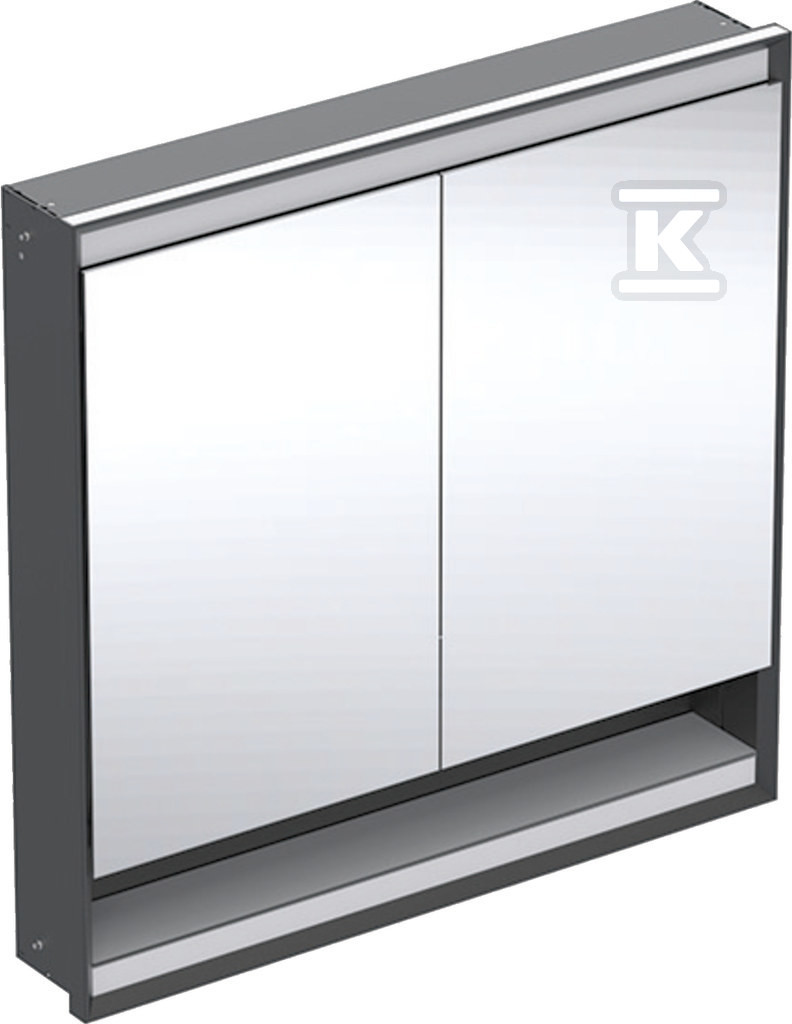 ONE Szafka z lustrem, Comfort Light, B90cm, H90cm, T15cm, z wnęką, montaż podtynkowy, z dwojgiem drzwi, czarny 505.823.00.7 - obrazek 1