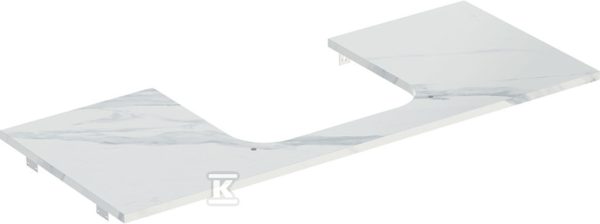 ONE Blat pod umywalkę, wycięcie na środku, do prostokątnej umywalki stawianej na blat, B120cm, H2cm, T47cm, gres szkliwiony, biały, imitacja marmuru 505.115.00.1