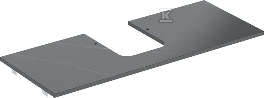 ONE Blat pod umywalkę, wycięcie na środku, do umywalki stawianej na blat w kształcie misy,B120cm, H2cm, T47cm, gres szkliwiony, czarny, imitacja marmuru 505.105.00.2 - obrazek 1