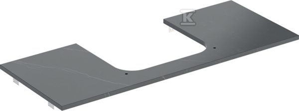 ONE Blat pod umywalkę, wycięcie na środku, do prostokątnej umywalki stawianej na blat, B120cm, H2cm, T47cm, gres szkliwiony, czarny, imitacja marmuru 505.115.00.2