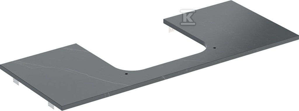 ONE Blat pod umywalkę, wycięcie na środku, do prostokątnej umywalki stawianej na blat, B120cm, H2cm, T47cm, gres szkliwiony, czarny, imitacja marmuru 505.115.00.2 - obrazek 1