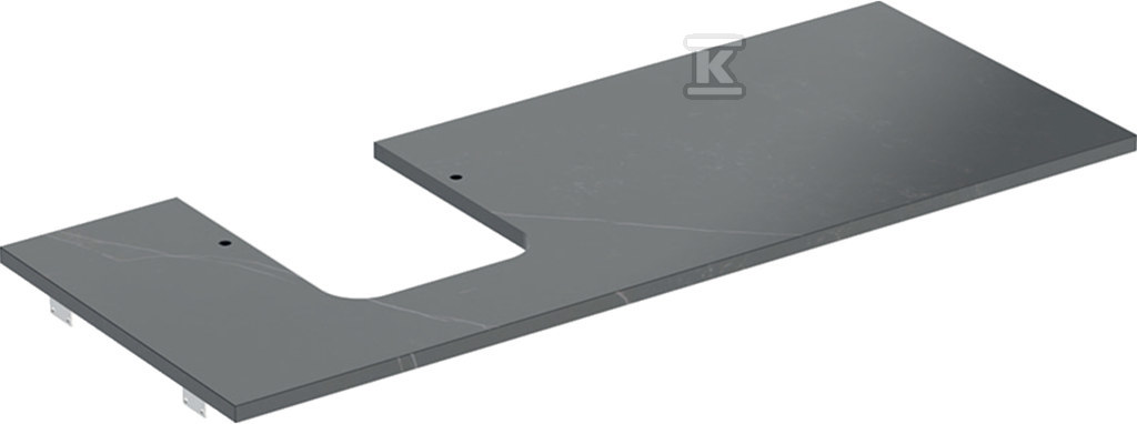 ONE Blat pod umywalkę, wycięcie z lewej strony, do umywalki stawianej na blat w kształcie misy, B120cm, H2cm, T47cm, gres szkliwiony, czarny, imitacja marmuru 505.125.00.2 - obrazek 1