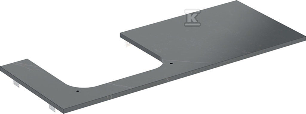 ONE Blat pod umywalkę, wycięcie z lewej strony, do prostokątnej umywalki stawianej na blat, B120cm, H2cm, T47cm, gres szkliwiony, czarny, imitacja marmuru 505.135.00.2 - obrazek 1