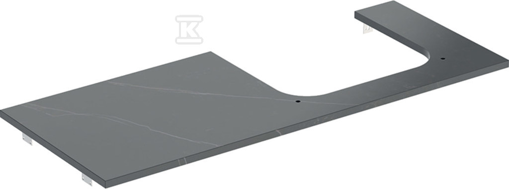 ONE Blat pod umywalkę, wycięcie z prawej strony, do prostokątnej umywalki stawianej na blat, B120cm, H2cm, T47cm, gres szkliwiony, czarny, imitacja marmuru 505.155.00.2 - obrazek 1