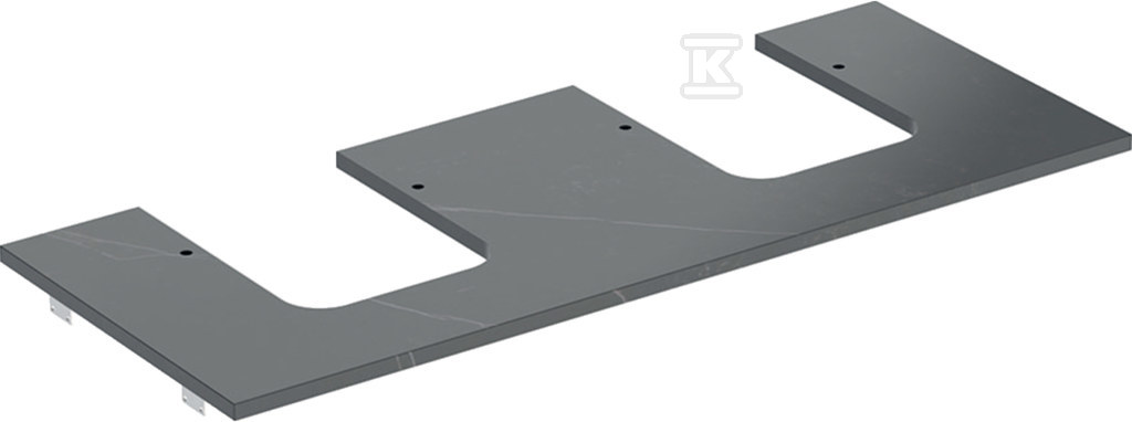 ONE Blat pod umywalkę, wycięcie podwójne, do umywalki stawianej na blat w kształcie misy, B120cm, H2cm, T47cm, gres szkliwony, czarny, imitacja marmuru 505.175.00.2 - obrazek 1