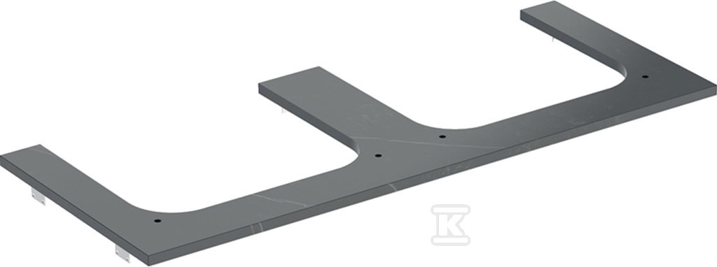 ONE Blat pod umywalkę, wycięcie podwójne, do prostokątnej umywalki stawianej na blat, B120cm, H2cm, T47cm, gres szkliwiony, czarny, imitacja marmuru 505.165.00.2 - obrazek 1