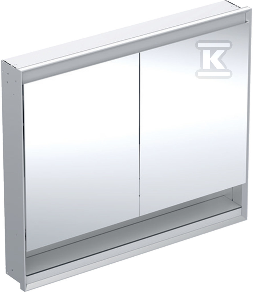 ONE Szafka z lustrem, Comfort Light, B105cm, H90cm, T15cm, z wnęką, montaż podtynkowy, z dwojgiem drzwi, szary 505.824.00.1 - obrazek 1